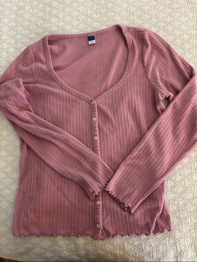 Old Navy Mauve Ribbed Button-Front Sweater Cardigan